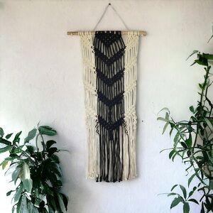 Urban Outfitters Lily Macrame' Wall Hanging Ivory/Black 100% Cotton